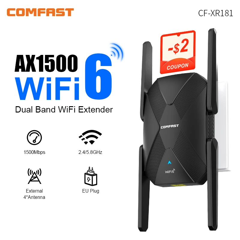 

WiFi6 AX1800 /AX1500/AX3000 Wifi Repeater Repetidor De Sinal 2.4G/5GHz 802.11AX Gigabit Wi-Fi 6 Extender Long Range Signal Expan