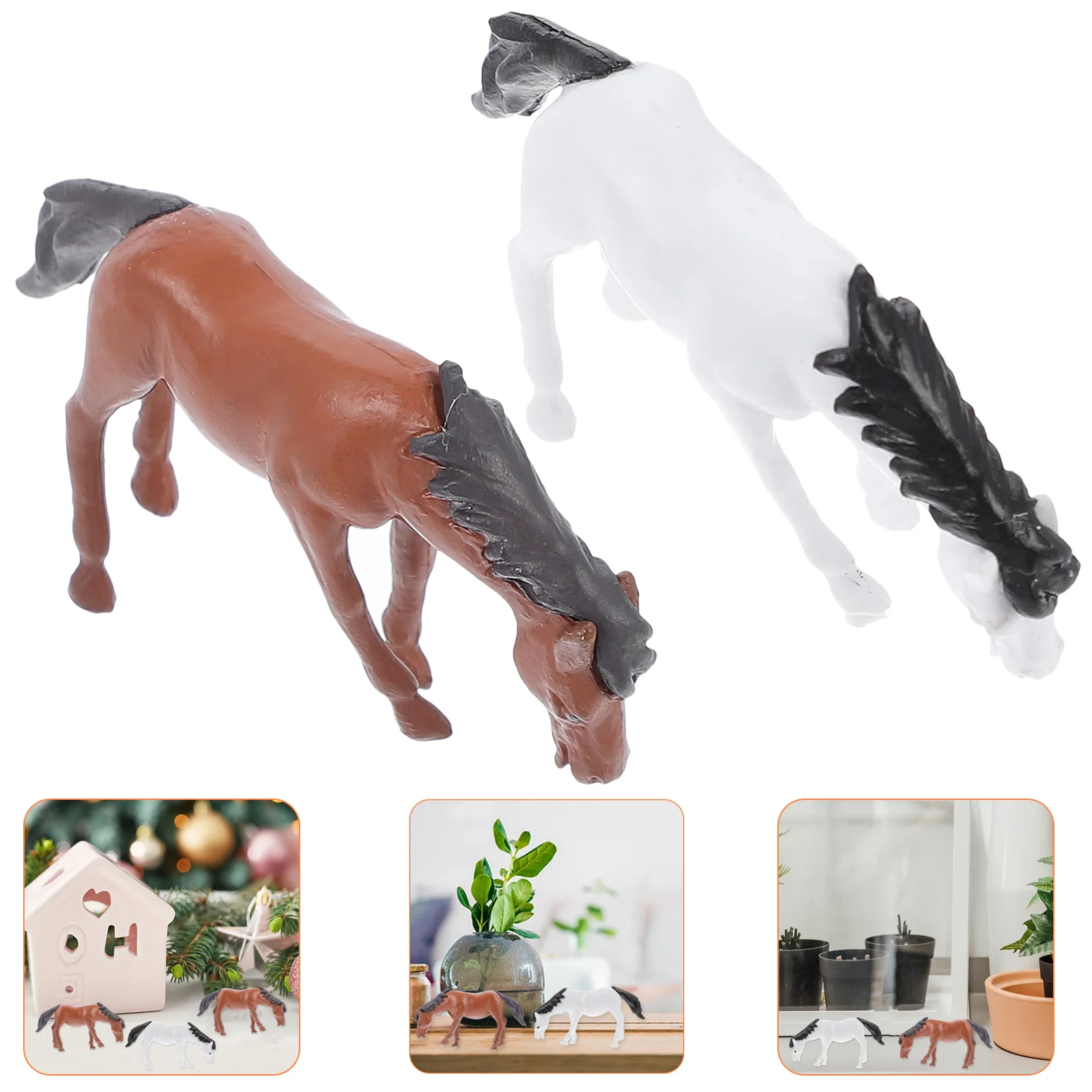 6 Pcs Micro Ornaments Garden Accessory Horse Animal Plant Decor Bonsai Miniature Pvc Craft