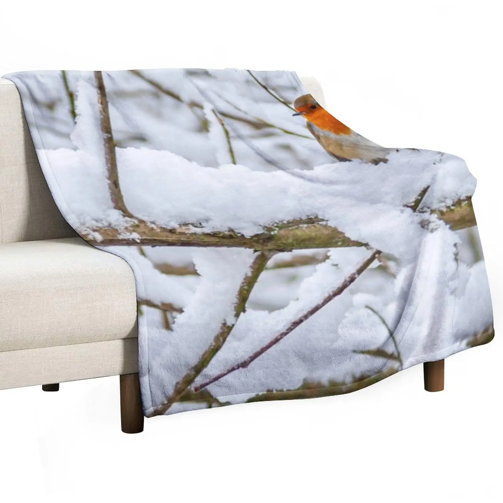 Snow-bound Robin Throw Blanket Bed Fashionable Luxury Throw Shaggy For Decorative Sofa Bed Blankets For Baby Blankets