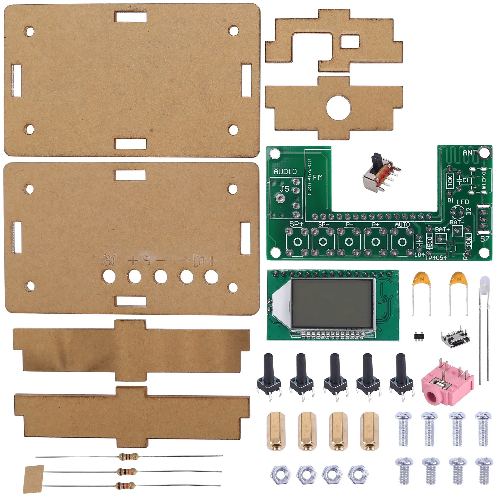 FM Radio Receiver Wireless DIY Module LCD Display Auto Search Station DC 5V 5W 76-108MHz Welding Training Suite