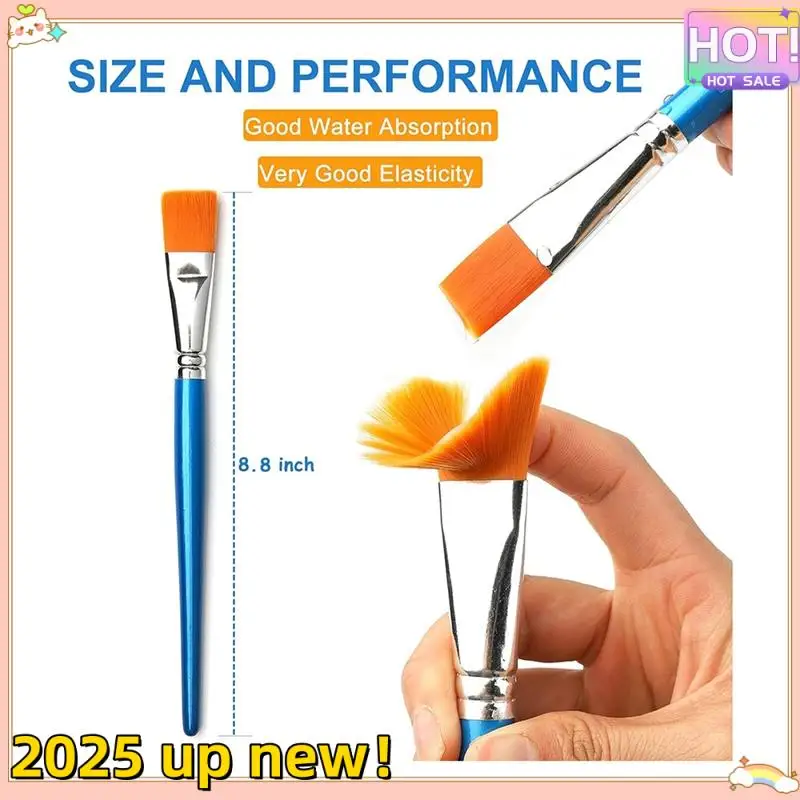 L47A-Flat Paint Brushes For Acrylic Painting,12Pcs Large Synthetic Paint Brushes Bulk With Wooden Handle For Acrylic,Crafts