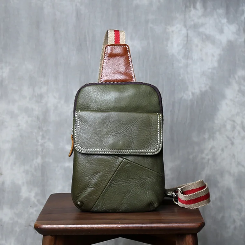 

Мужская кожаная повседневная маленькая сумка из натуральной кожи на груди и носке, сумка через плечо, персонализированный маленький рюкзак в стиле ретро
