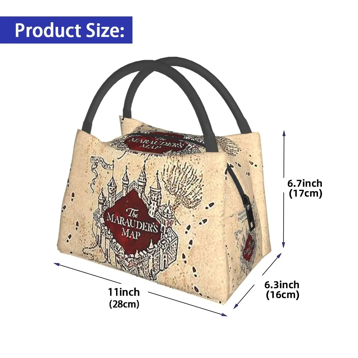Marauders ماجيك خريطة أكياس الغداء معزول بينتو صندوق المحمولة حقيبة الغداء نزهة أكياس برودة حقيبة حرارية للنساء طالب العمل