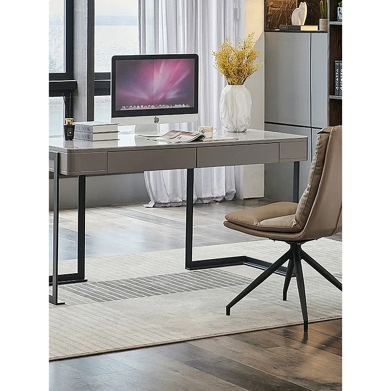 Italian Minimalist Rock Slab Computer Desk Home Office Writing Table for Students Laptop