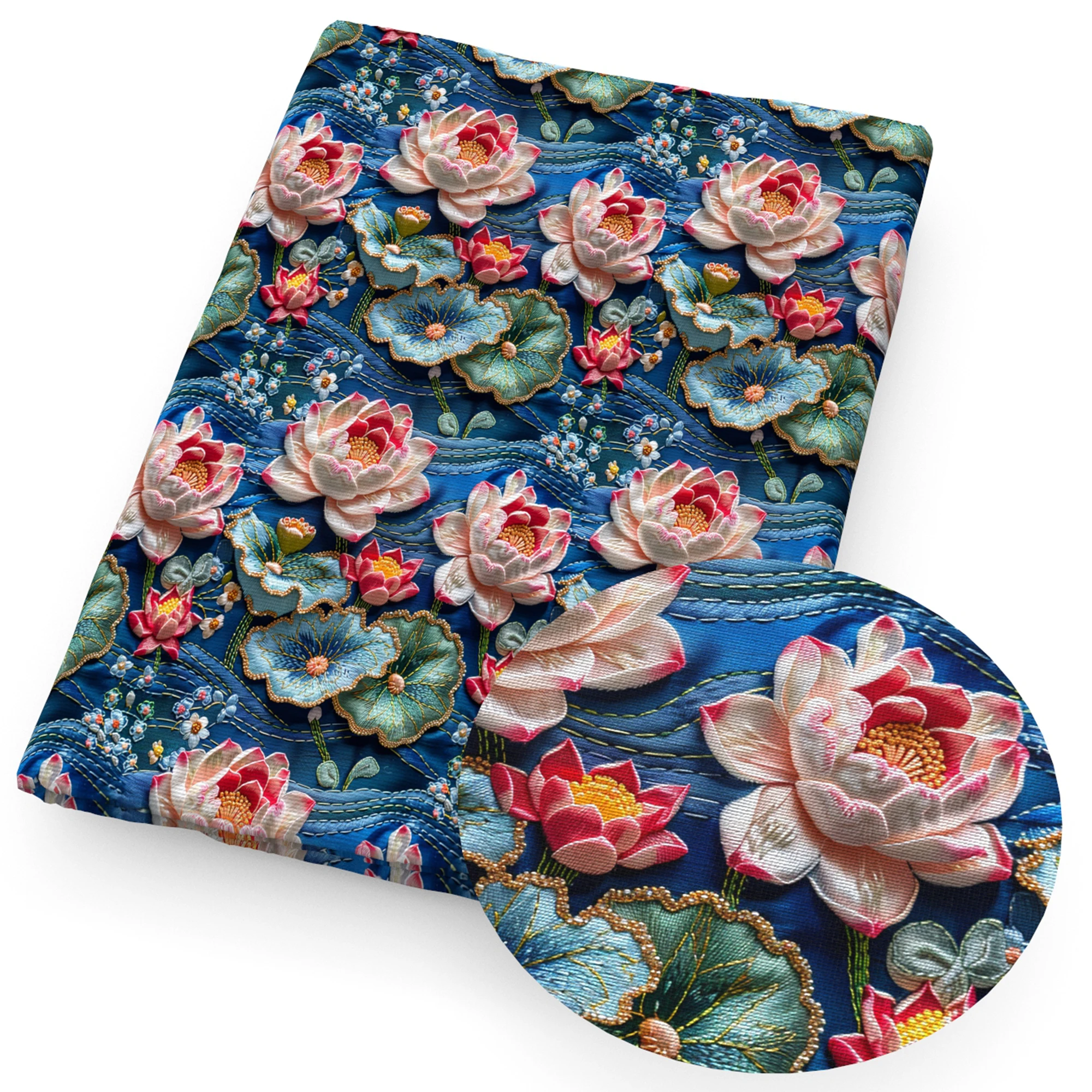 50*145cm Coral Fish 3D Floral Imitation Printed Polyester Pre-cut  Fabric Patchwork Sewing Quilt Fabric Needlework Cloth