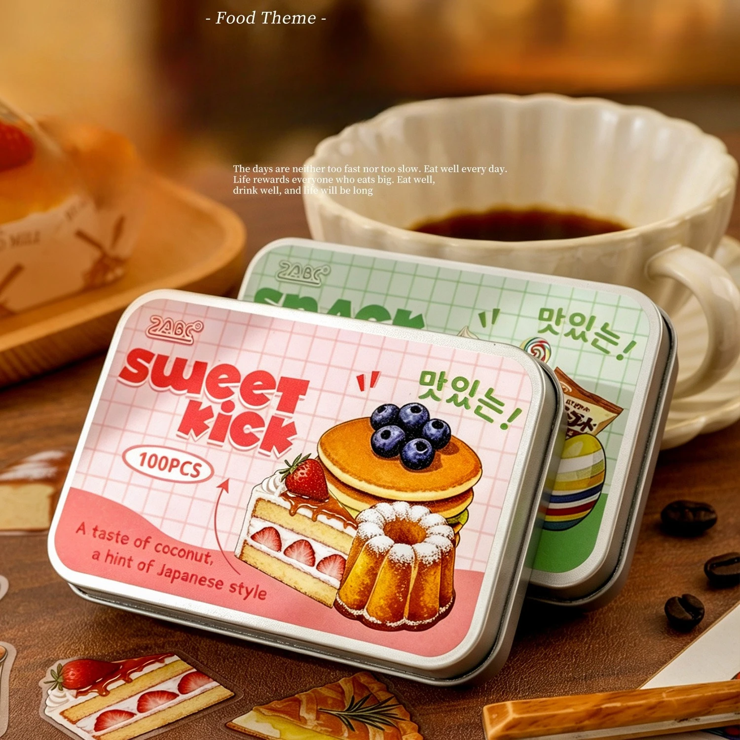Vintage Foods Dessert Landscape PET Boxed Sticker Creative DIY Journal Material Collage Scrapbooking Stationery