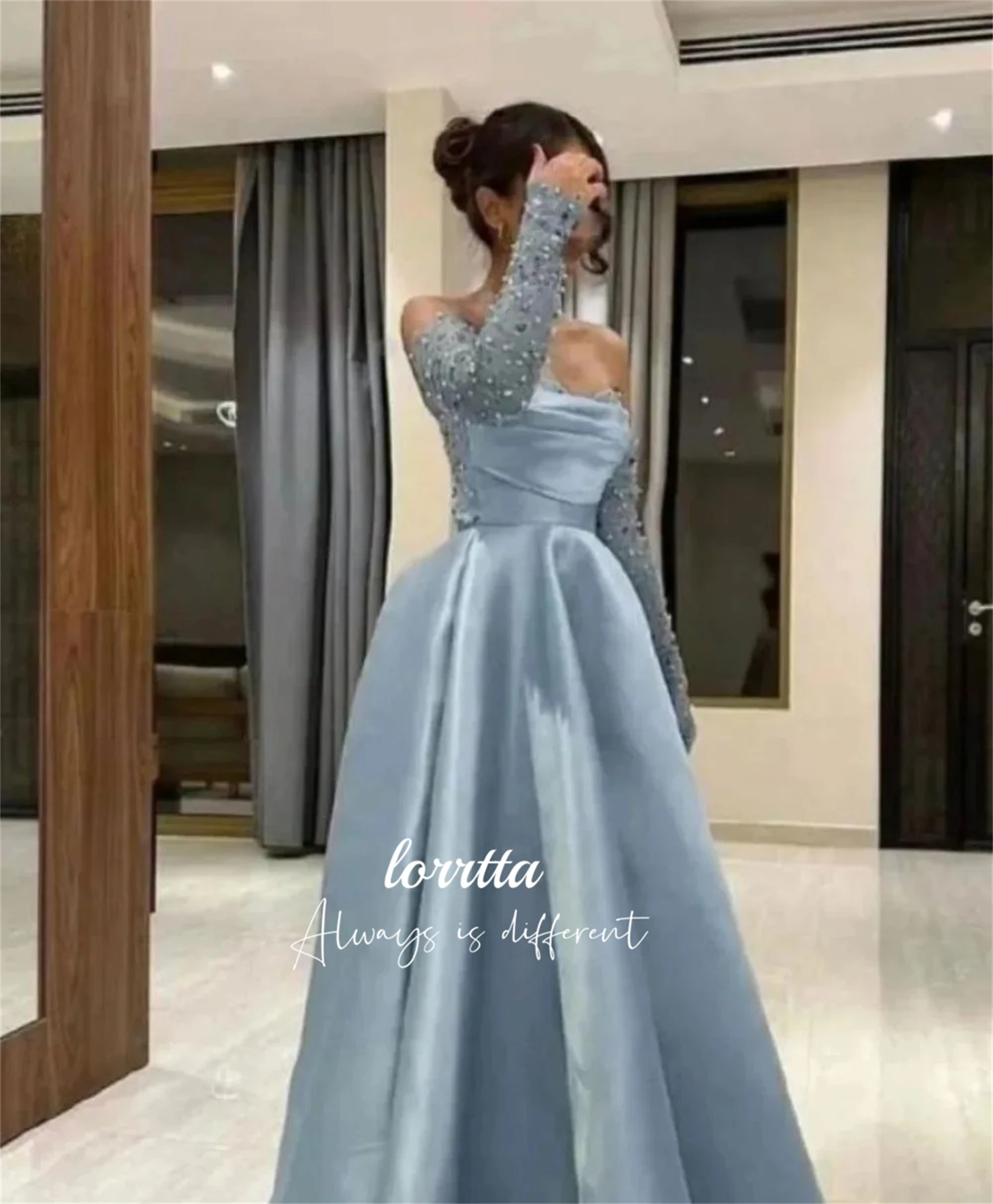 Lorrtta Satin Line A Elegant Dress Luxurious Decoration Evening Sharon Happy Dresses 2024 Women Ball Gowns Robe De Soiree Femmes