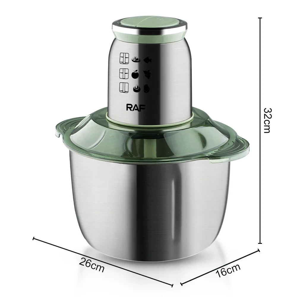 고기 연마기 스테인리스 스틸 다지기 고기 분쇄기 믹서기 기계, 주방 식품 가공기 믹서, 220V, 5L, 1000W