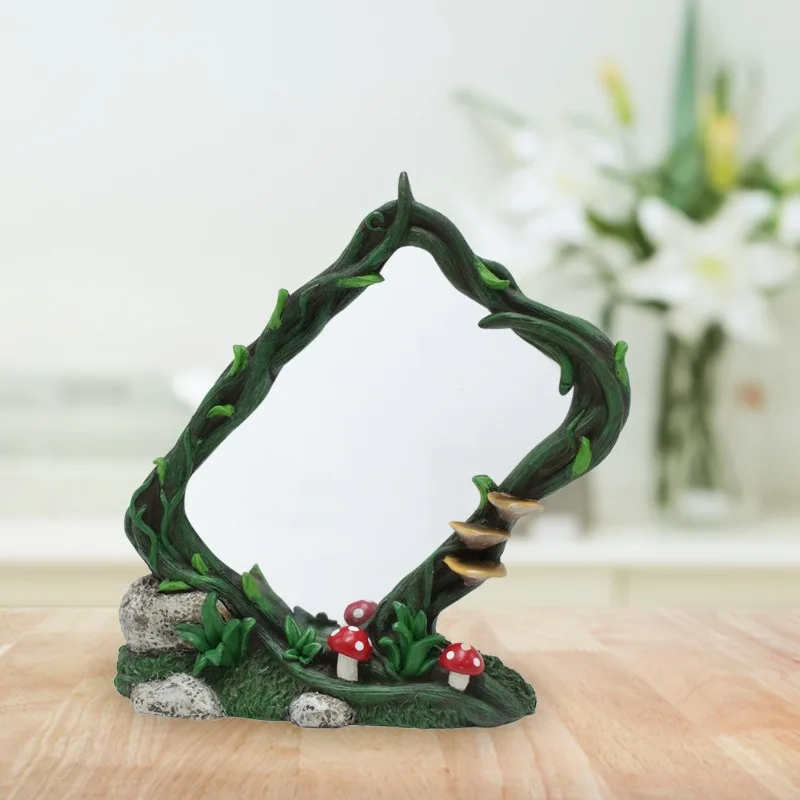 Handmade Resin Vine Square Makeup Mirror Elegant Vanity Table Decor with Natural Tree Vine Design Perfect Housewarming Gift