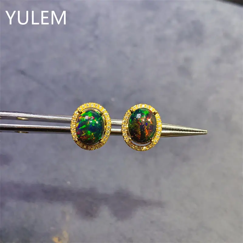 925 الفضة الطبيعية العقيق الأسود 8x10mm وأقراط للنساء رائع أنيقة مع شهادة #3