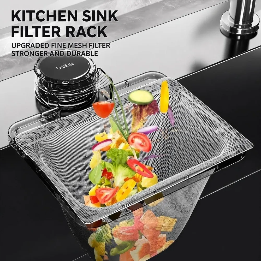 Suction Cup Kitchen Sink Filter Strong Load-Bearing Multi-Purpose Sink Drainage Basket Easy Clean Fine Mesh Hanging Net Frame