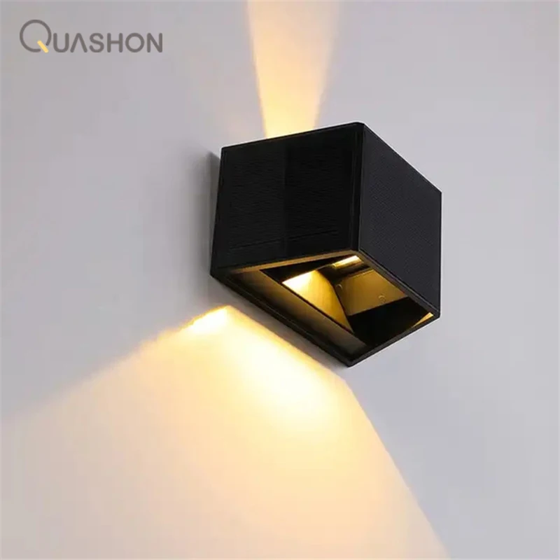 Outdoor LED Solar Wall Light ABS Garden IP54 Waterproof Decoration Wall Light Solar Panel Up and Down Wall Lamp Street Lamps