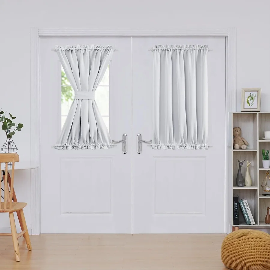 

Затемняющая дверная занавеска для стеклянных дверей, боковые светильники, термоизолированная конфиденциальная панель с двумя карманами для стержней, регулируемая подхватка Machi