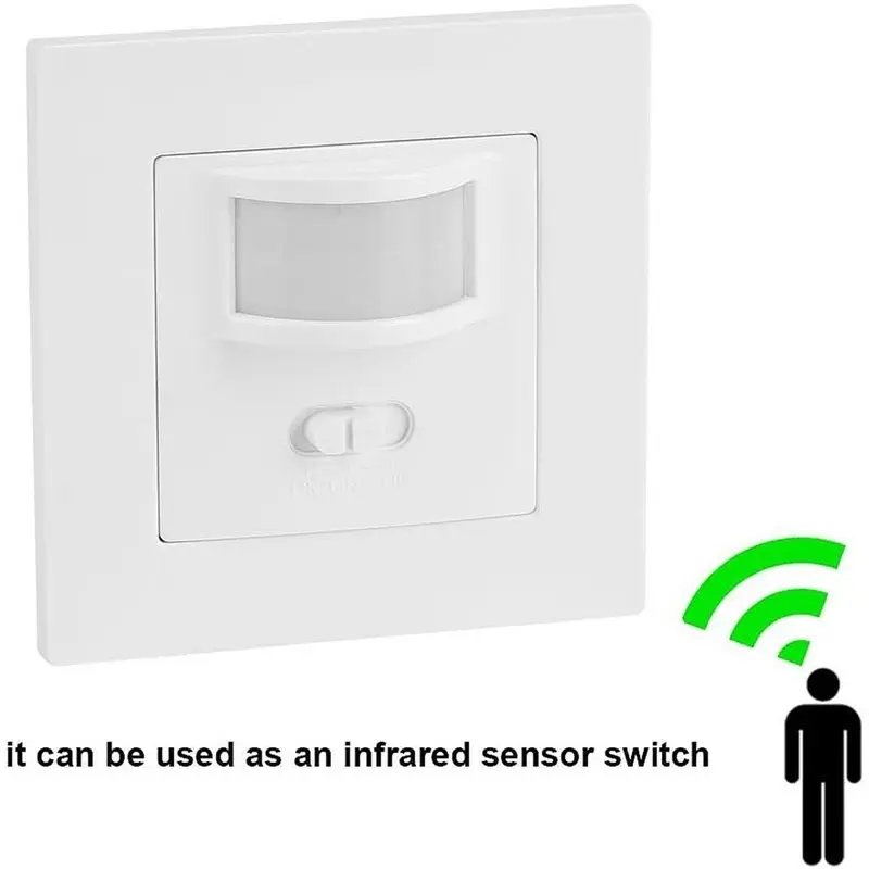 ABZW Wall Mounted Distance Infrared PIR Motion Sensor Switch 110-240V Load 7-10M Remote Control Functionality