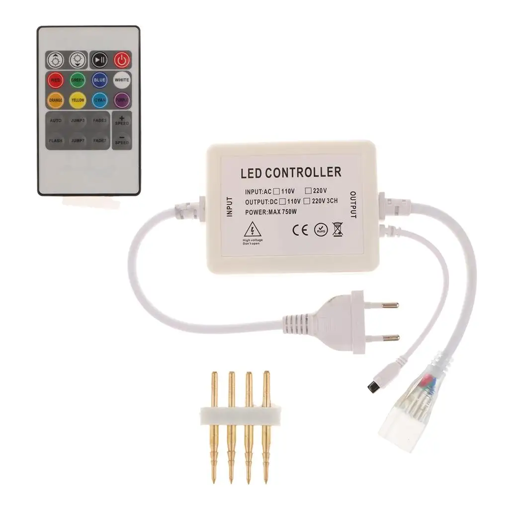 Controle remoto rgb para tira led light, rf, 20 key, 220v, eu plug