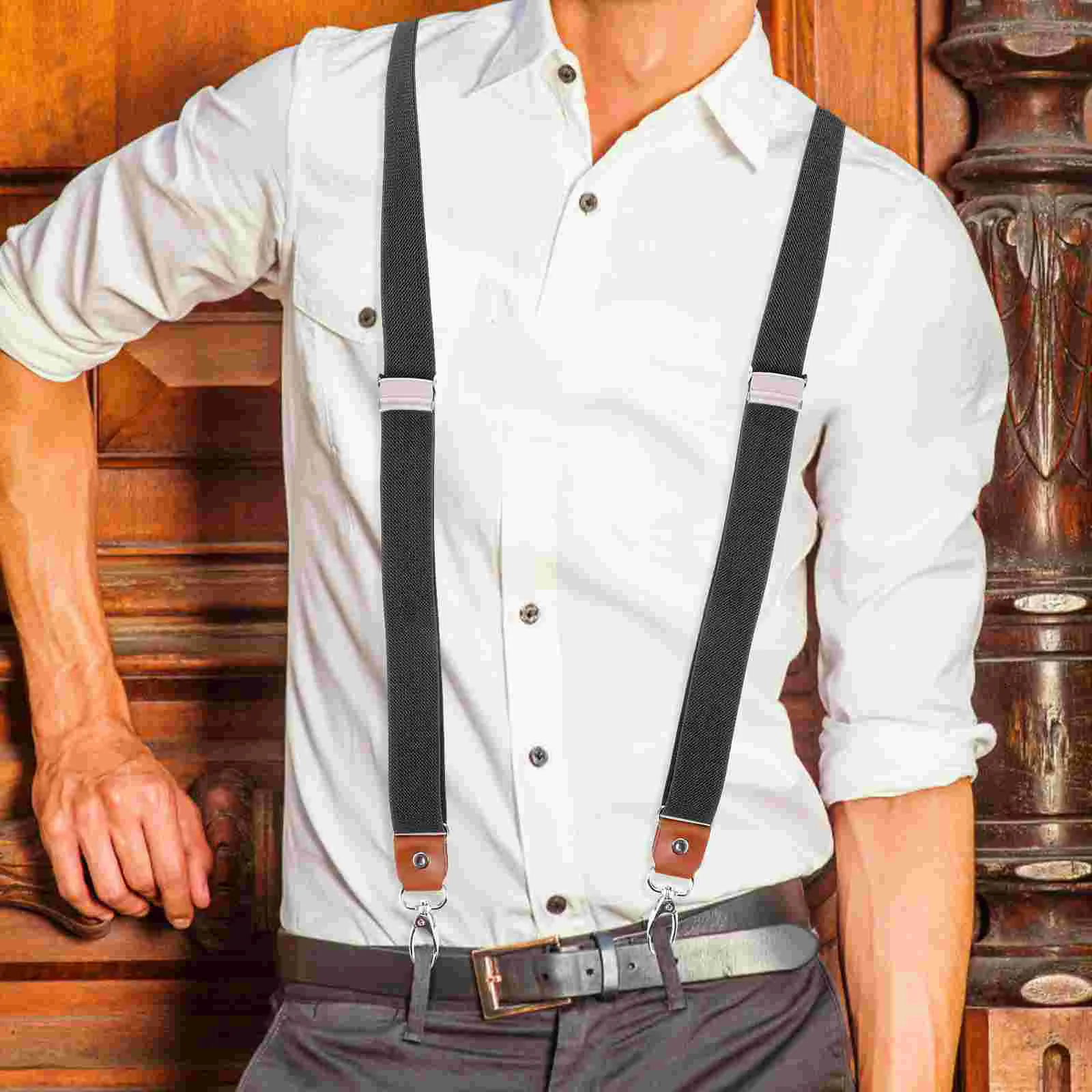 Tirantes con Clip de banda elástica para traje de hombre, Clips de correa ajustables resistentes, trajes de camisas vaqueros de diseño versátil