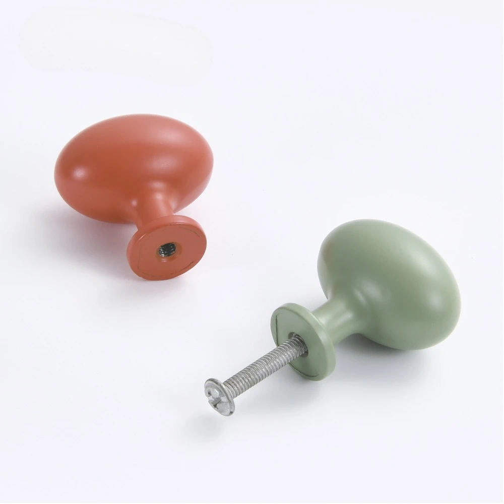 Modern Light Luxury Morandi Cabinet Pulls Door Handles Oval Pigeon Egg Single Hole Wardrobe Drawer Furniture Hardware Handle