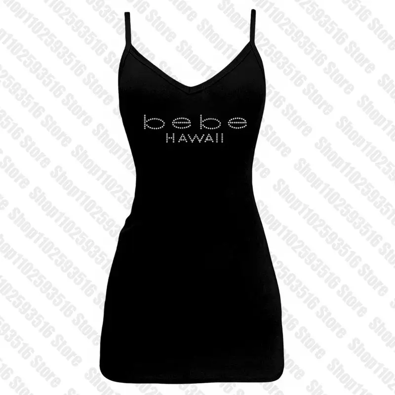 Harajuku Letter Rhinestones bebe graphics Tanks Women Ribbed Crop