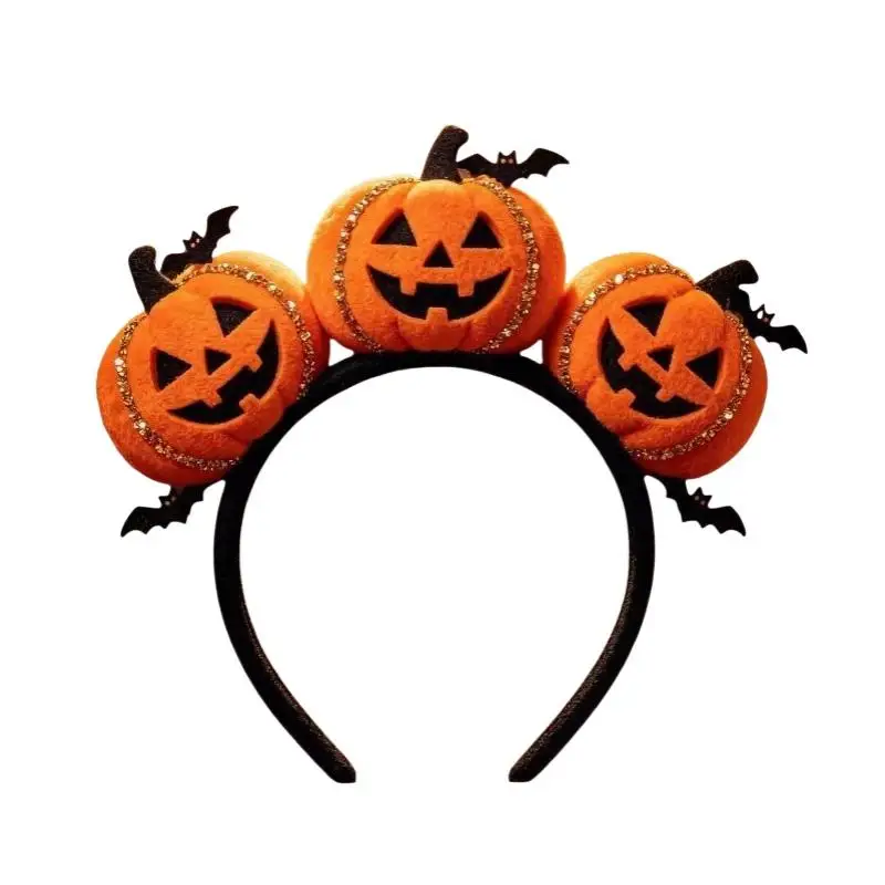 1 Stück Halloween-Kürbis-Stirnbänder-Set - Entzückende Jack-O'-Lantern-Ohren Haaraccessoires für festliche Looks – Detail 6