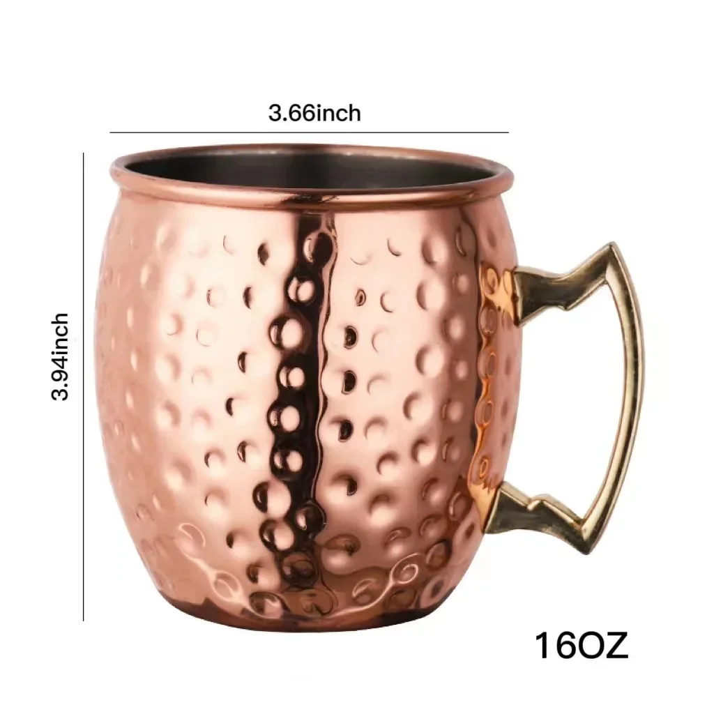 1pc 18oz 304 Stainless Steel Cocktail Mug Moscow Mule Mug Copper Beer Cup Cocktail Beverage Mug Kitchenware Gifts for Men