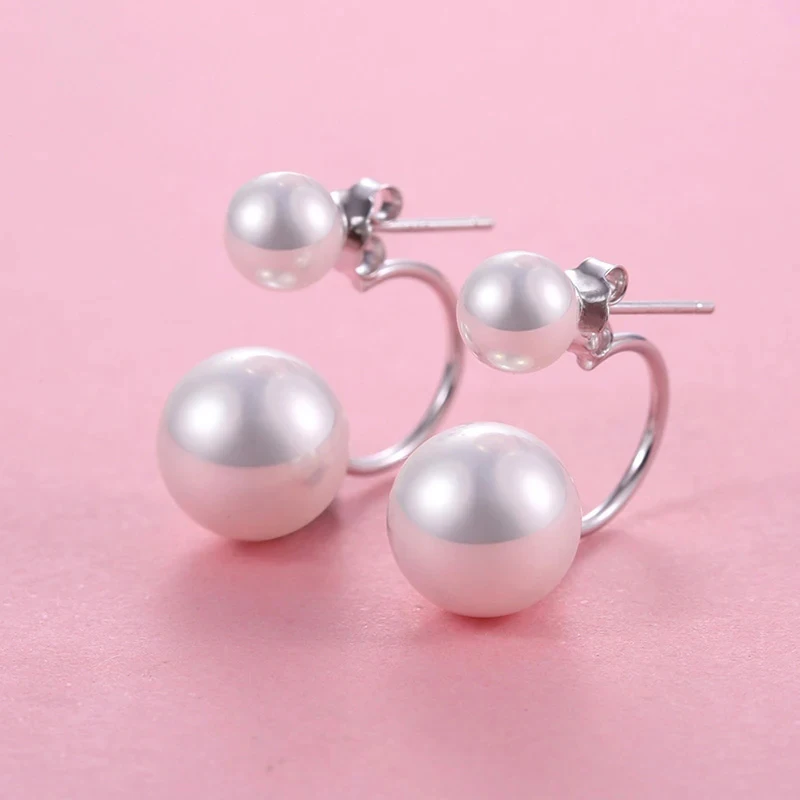 Huitan Minimalistische Imitationsperlen-Ohrringe für Damen, silberfarben, modisch, vielseitig, Damen-Ohrringe, Alltagskleidung, eleganter Schmuck