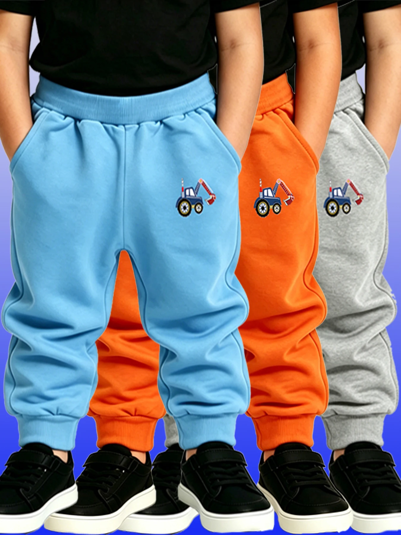 3PCS Kids Cartoon Excavator Pattern Casual Pants Hot Boys Girls Enfant Garcon Long Trousers Jogger Sports Sweatpants Daily Wear