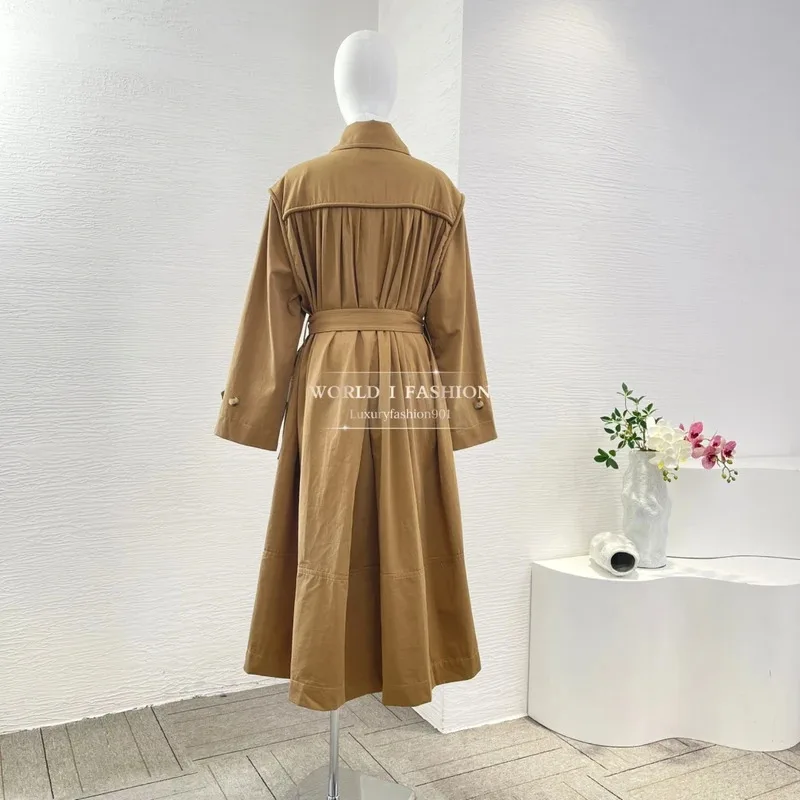 

2025 хаки, рабочая одежда с длинными рукавами, стильная ветровка, длинная куртка, топы, осенняя новая женская повседневная стильная женская одежда