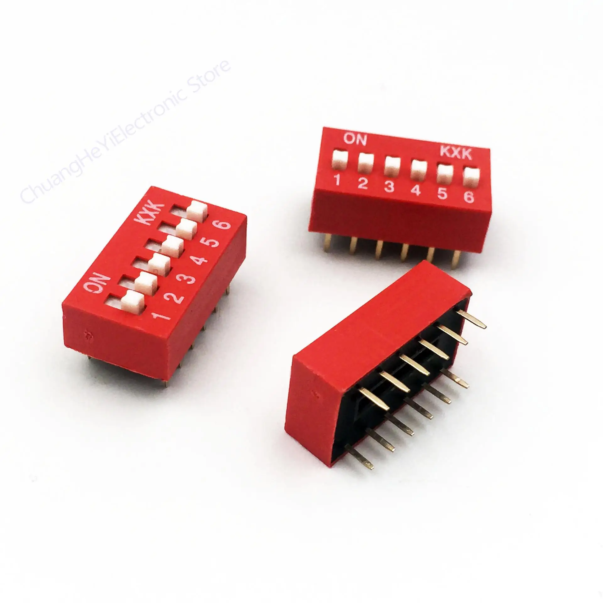 Slide Type Switch 2.54mm 6-Bit 6 Position Way DIP Red Pitch