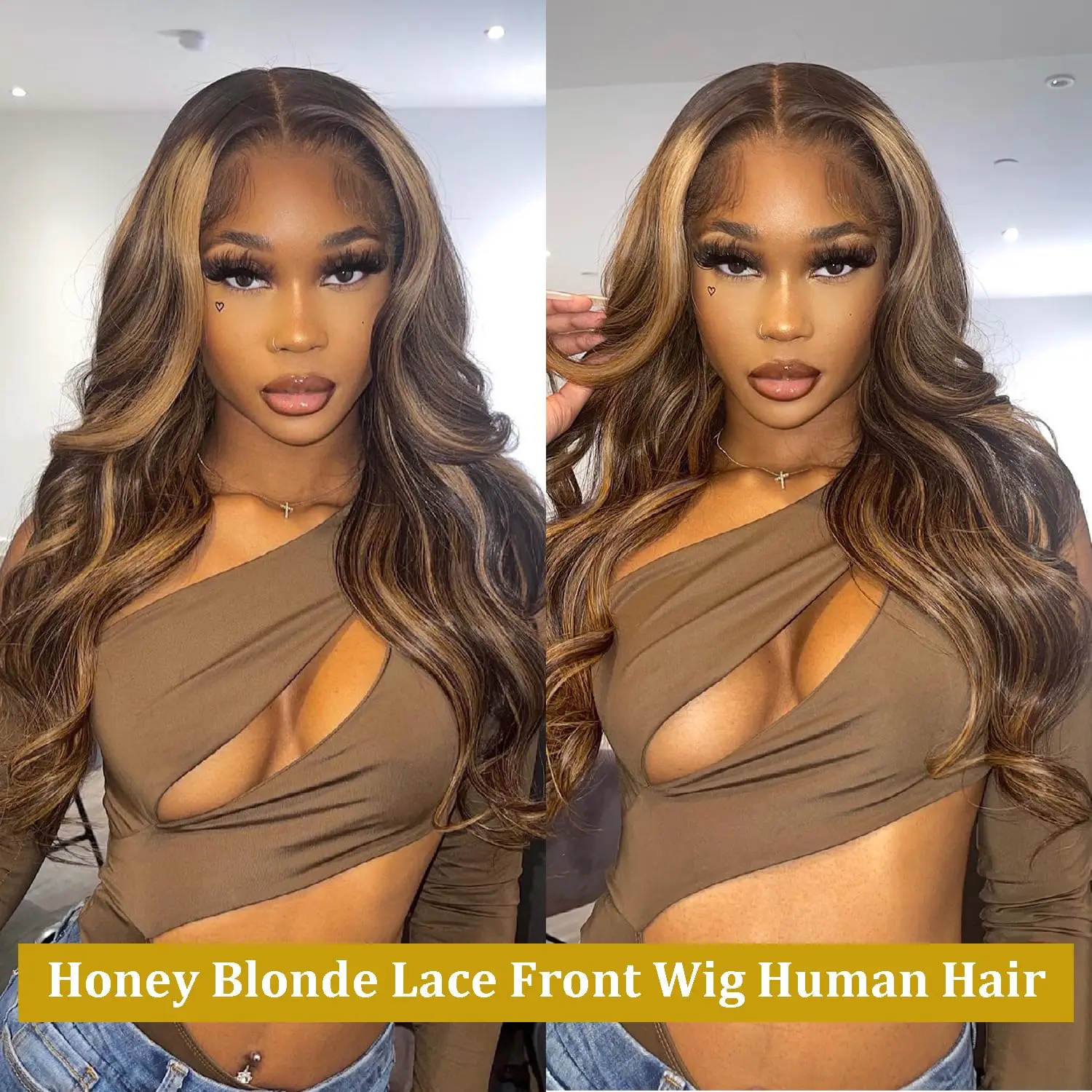 

13x4 HD Парик Фронта Шнурка для Женщин 30-дюймовый Объемная Волна Реми Человеческие Волосы P4/27 Ombre Блондинка Коричневый Выделите 100% Парики Человеческих Волос