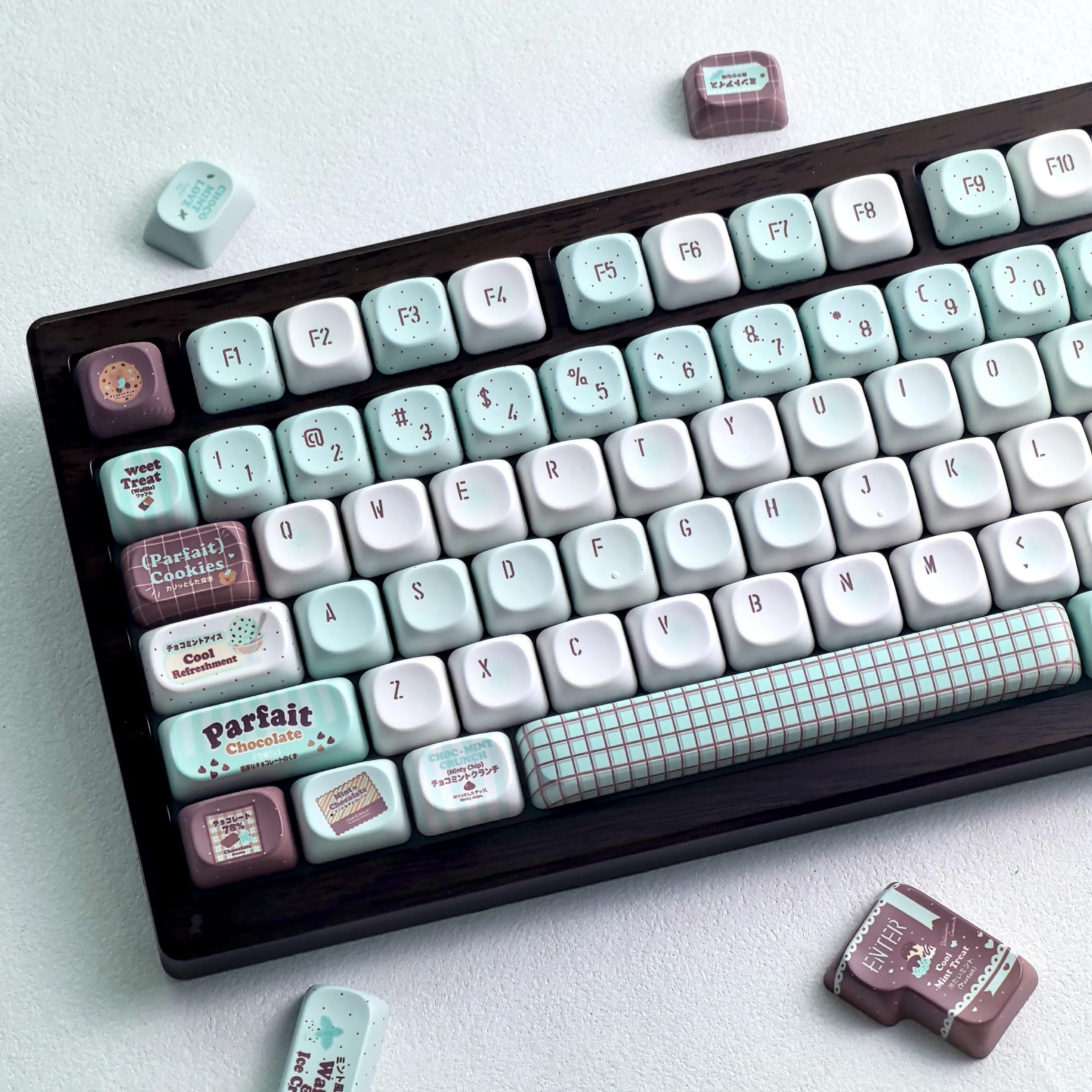 MAIMOOO Keycaps Mint Black Mint Dark Chocolate Theme Korean Russian PBT MOA CHERRY Mint Blue Green Mechanical Keyboard Keycaps