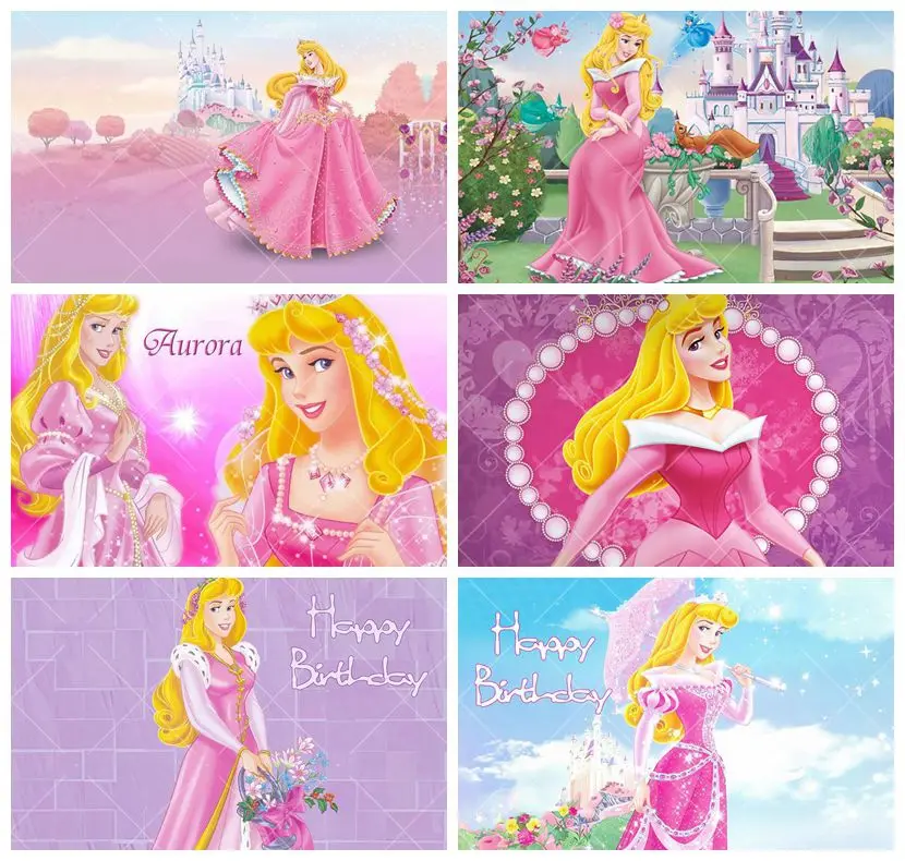 Disney Aurora Princess Party Backdrop Sleeping Beauty Aurora Girls Birthday Baby Shower Banner Custom Background Decor Supplies