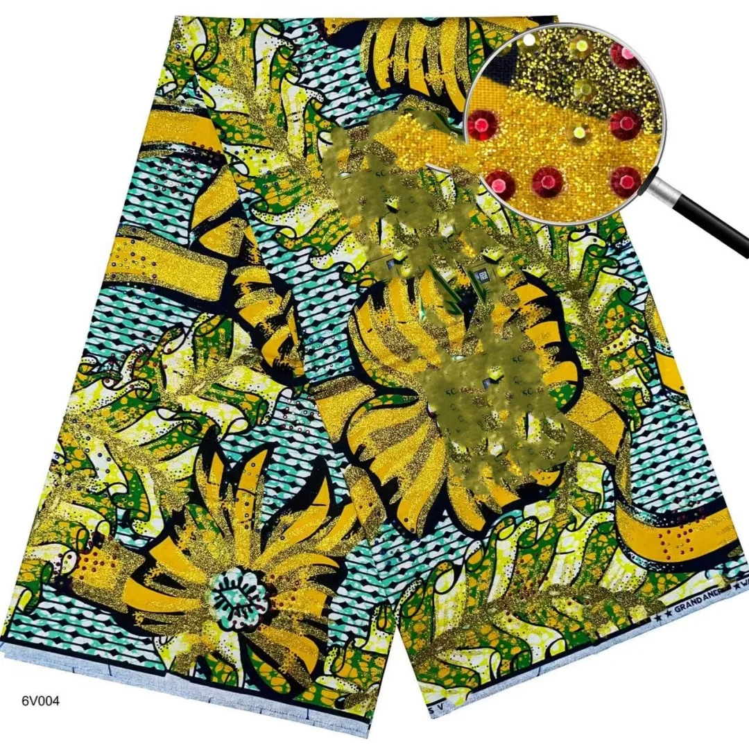 

Новая коллекция 2026: Ткань с восковым принтом в нигерийском стиле - высококачественная африканская ткань с восковым принтом для пэчворка, одежды и рукоделия T1