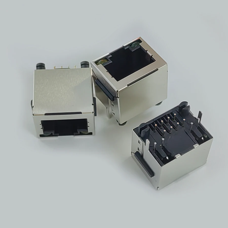 20PCS/Lot Steel Shield Ultra-Thin RJ45 8P8C Jack Connector With LED/Ear 180-Degree Vertial-Type For Network Internet Modular
