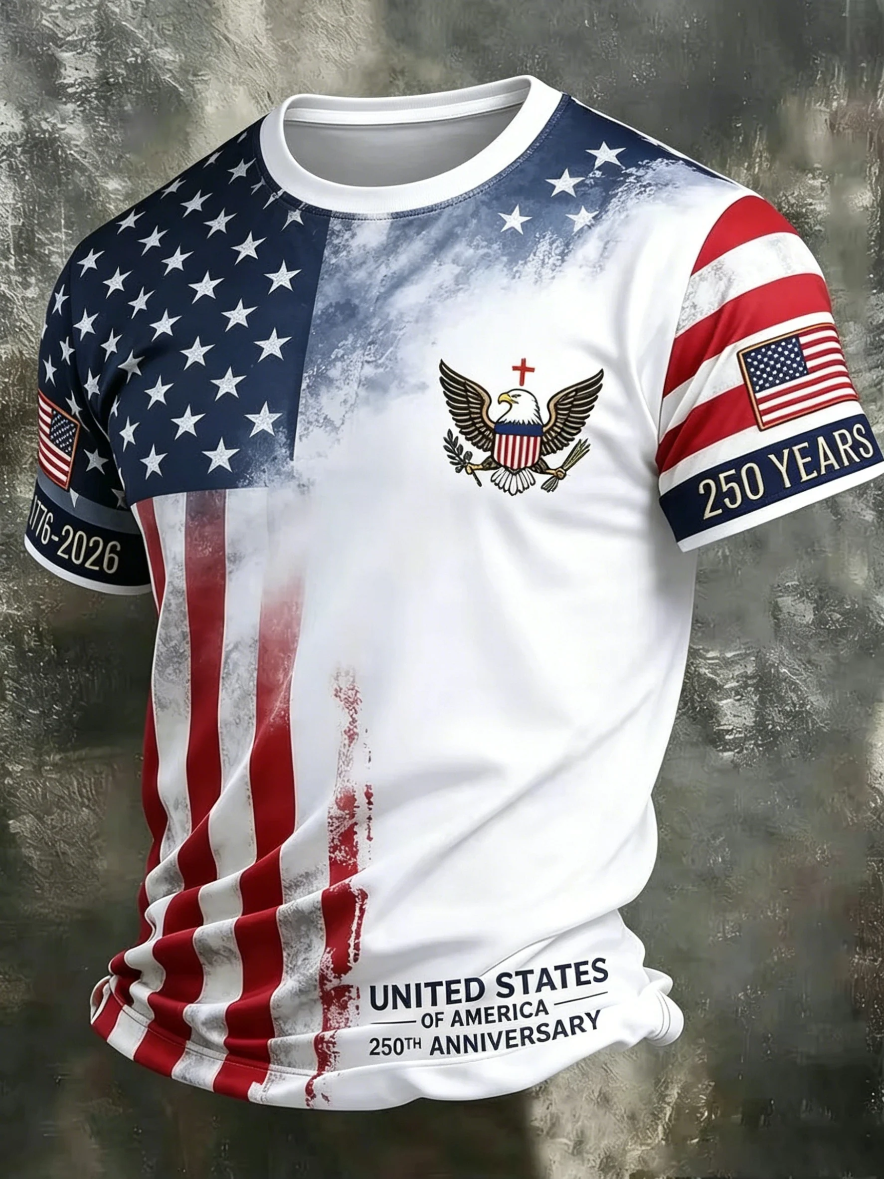 Celebrate USA 250th Soft All Season Short Sleeve TShirts Men Women Art Pattern Print Daily Travel Outdoor Breathable Casual Tops