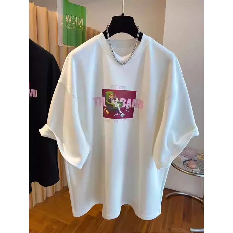 

Women's Clothing Classic Cartoon Print T Shirt Women Korean Versions Versatile Plus Size Office Lady Loose Clothes Baggy Tops