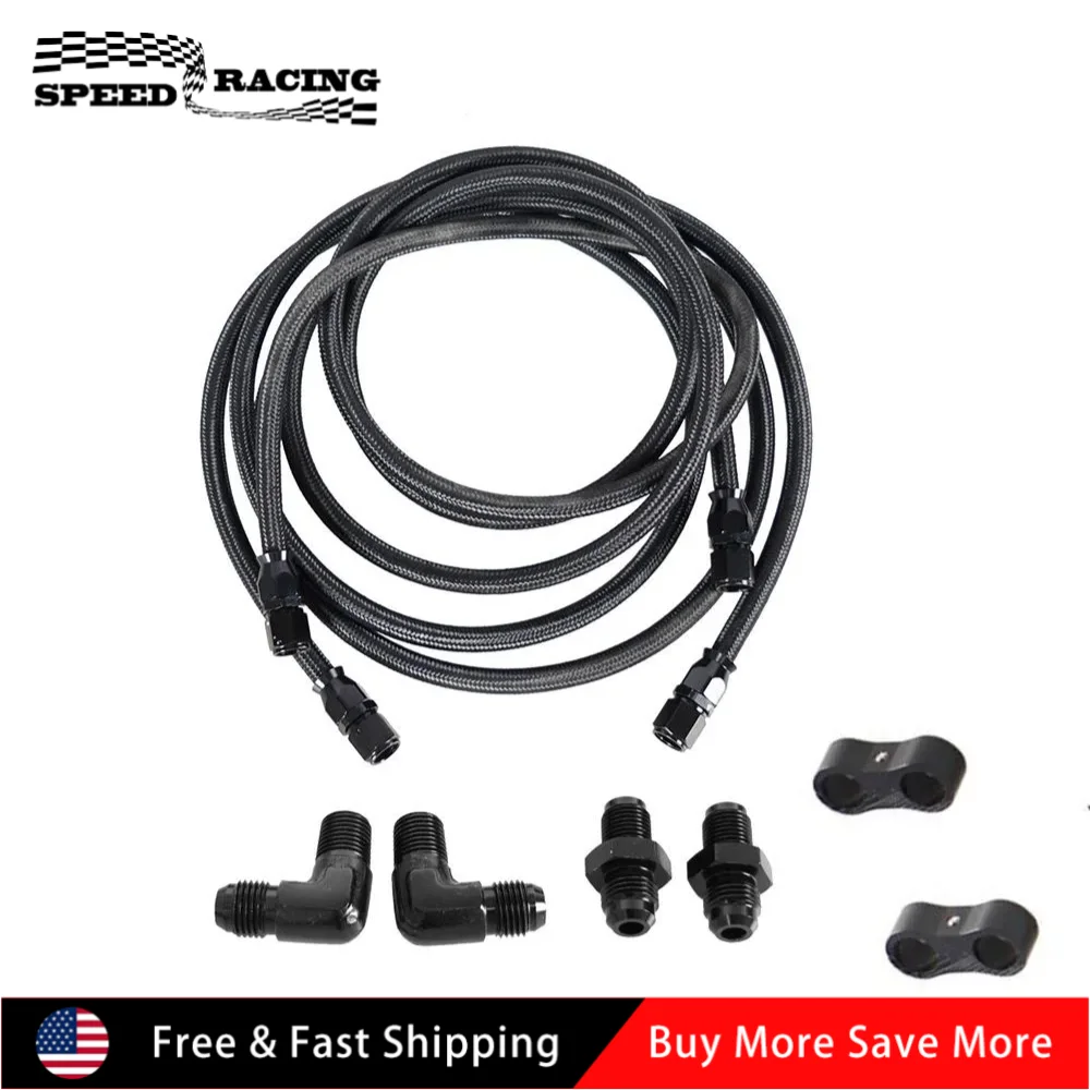 

2 шт. 7 футов AN6 гибкий холодильник из ПТФЭ, фитинг для шланга, нейлоновые алюминиевые плетеные линии для 4L60 700R4 TH350 TH400 TF-1086