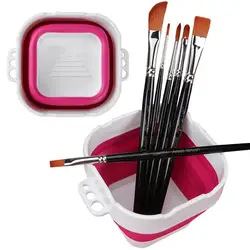 Foldable Paint Brush Cup Portable Painting Water Cup Brush Cleaner Painting Washing Bucket Holder For Acrylic Oil Painting