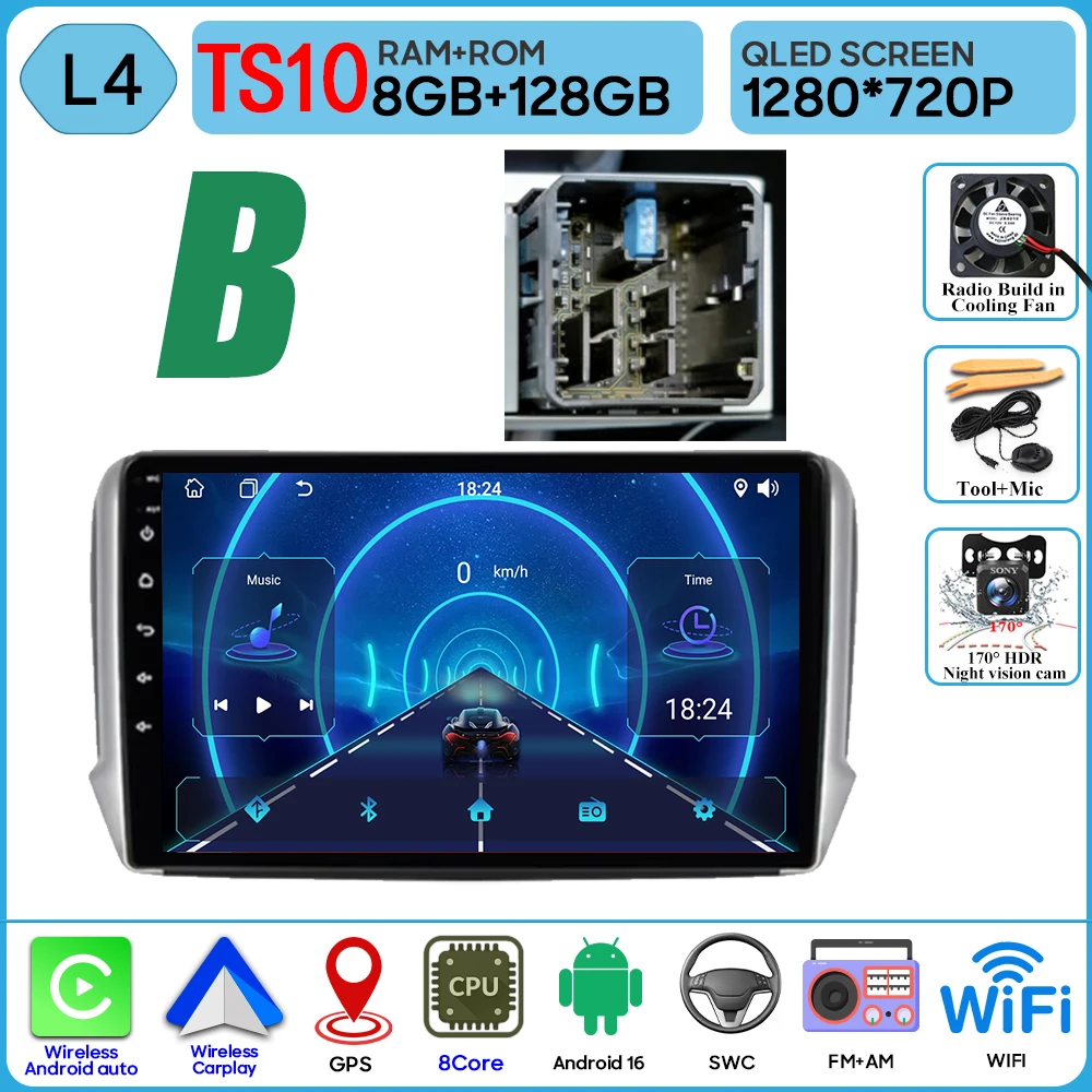 Android 16 GPS Navigatie Voor Peugeot 2008 208 Serie 2012 - 2018 Carplay Autoradio Multimedia Speler Stereo Video BT 2 k Scherm