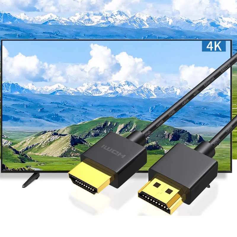 4K HDMI Cable Cord Thin OD3.2mm 2.0 Cable Low-Profile Gold-Plated Connectors 4K HDR ARC 3D for Gaming Monitor TV X-Box PS5/4/3