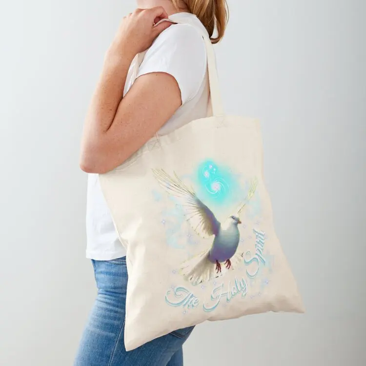 

The Holy Spirit (Teal Stardust) Tote Bag Women's beach bags female bag custom fabric bag Women's shopper