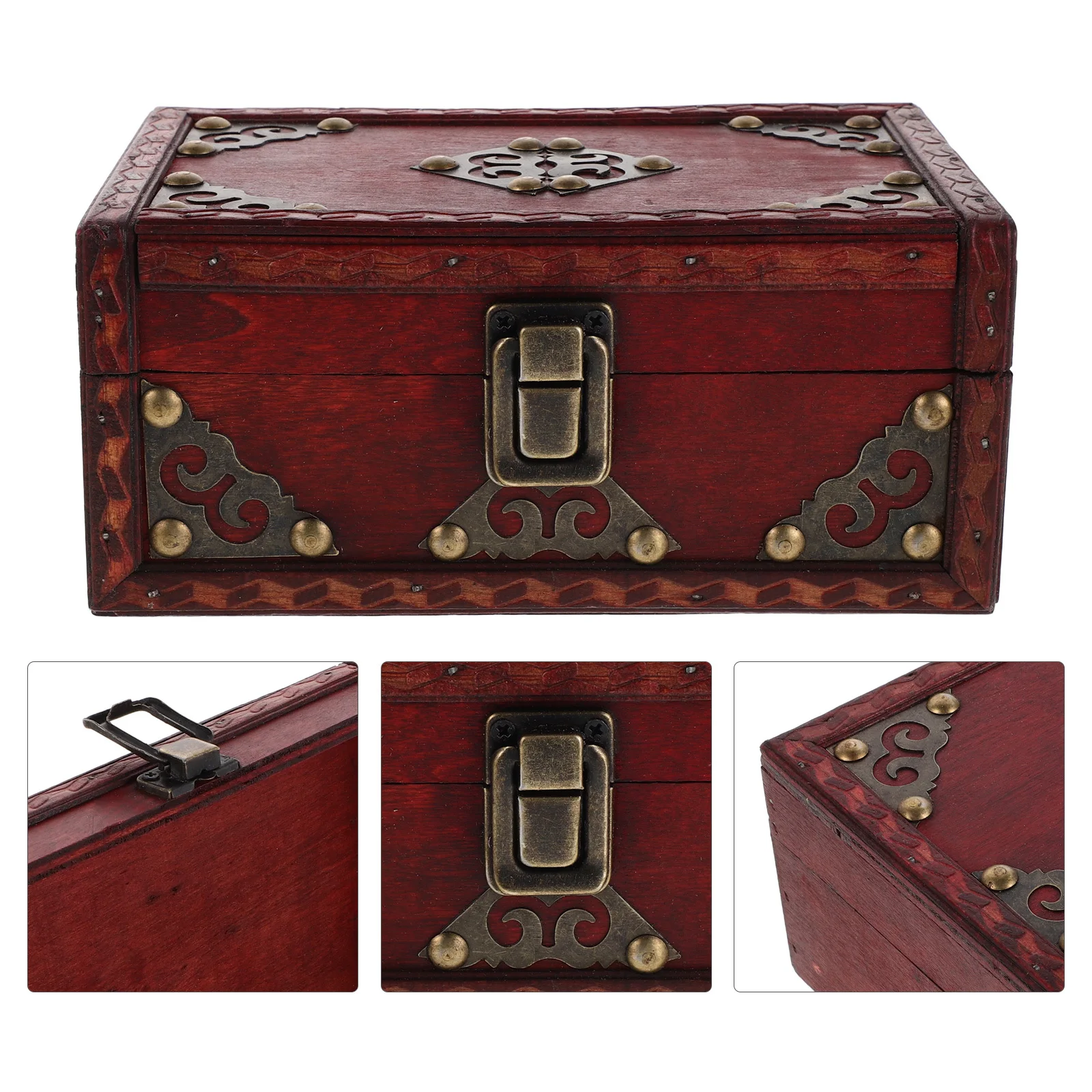 

Винтажная деревянная шкатулка для драгоценностей, сундук с замком, органайзер для хранения серег, ожерелий, колец, портативный дорожный подарочный чехол