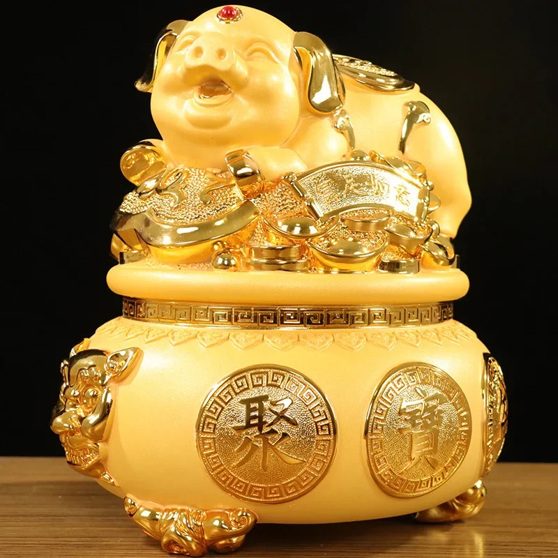 

Gold Pig Ornaments Zodiac Moneyholder Home Living Room Wine Cabinet Office Shop Decoration Gift desk decoration Metal Figurine