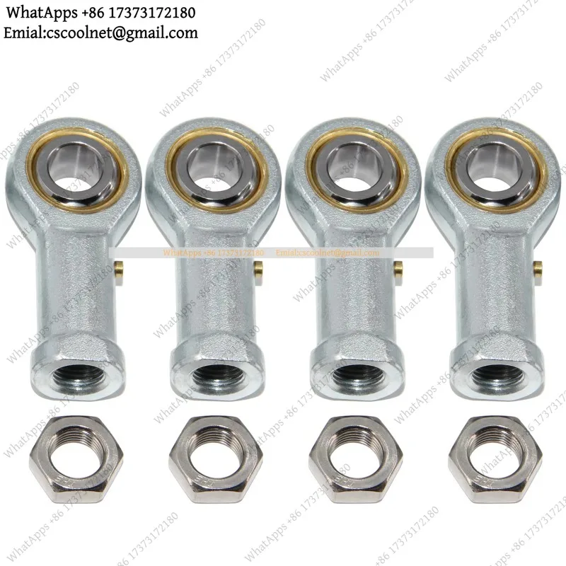 4pcs PHSB8 Rod End Bearings 1/2-inch Bore Pre-Lubricated 1/2-20 Female Thread Right Hand with Jam Nuts
