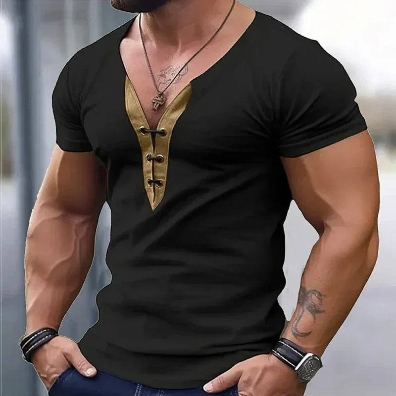

Vintage T Shirts for Men Cord American Tee Top Short Sleeve Thin Hip Hop O-Neck T Shirts Men Clothing Camiseta