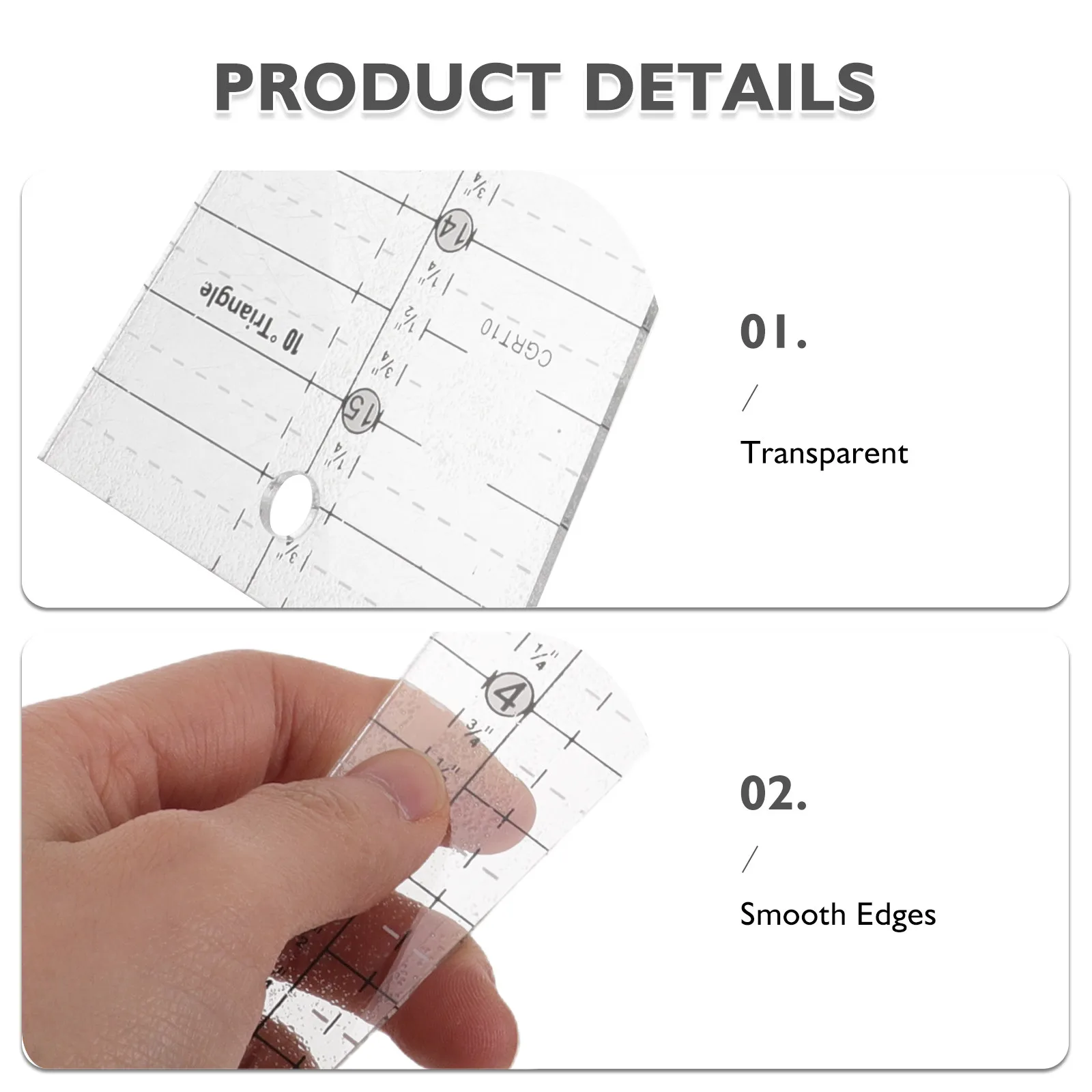 2Pcs Acrylic Patchwork Quilting Template Set Slotted Sewing Ruler for Smooth Edge Cutting DIY Quilting Precise Measuring Tool view 3