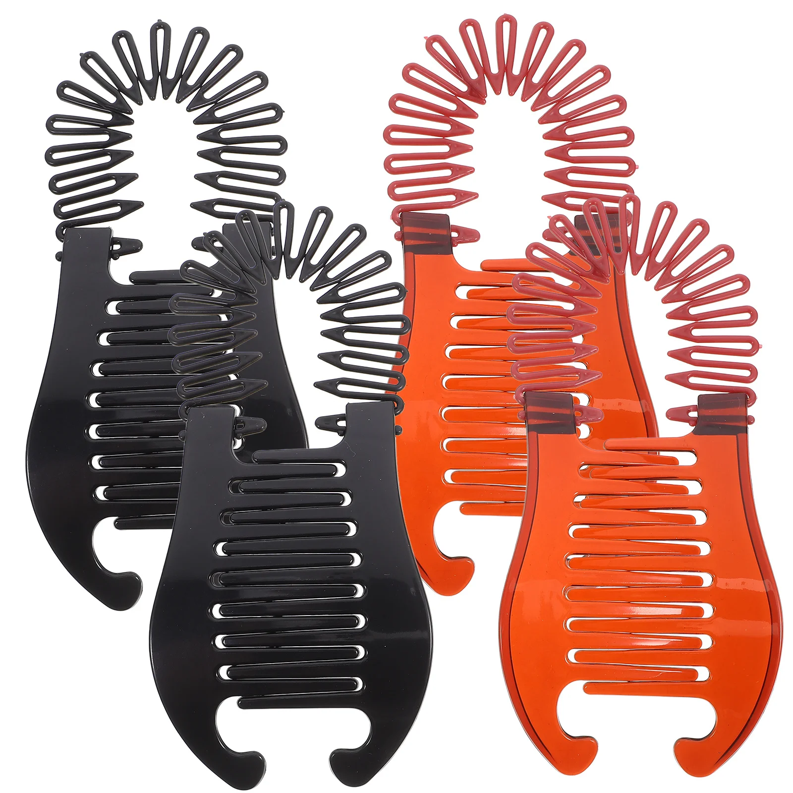 Horquillas de plástico con forma de plátano para mujer, coleteros duraderos y antideslizantes, pinzas para el pelo elegantes, color negro y café, 4 Uds.