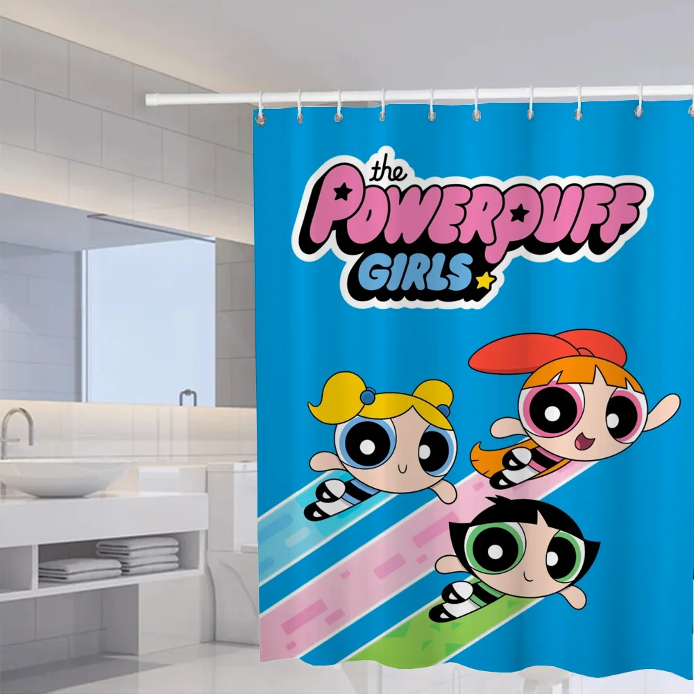 Shower Curtains for Bathroom Curtain for Shower Powerpuff Girls Accessories Bath Waterproof Fabric Set the Anti-mold Opaque Home