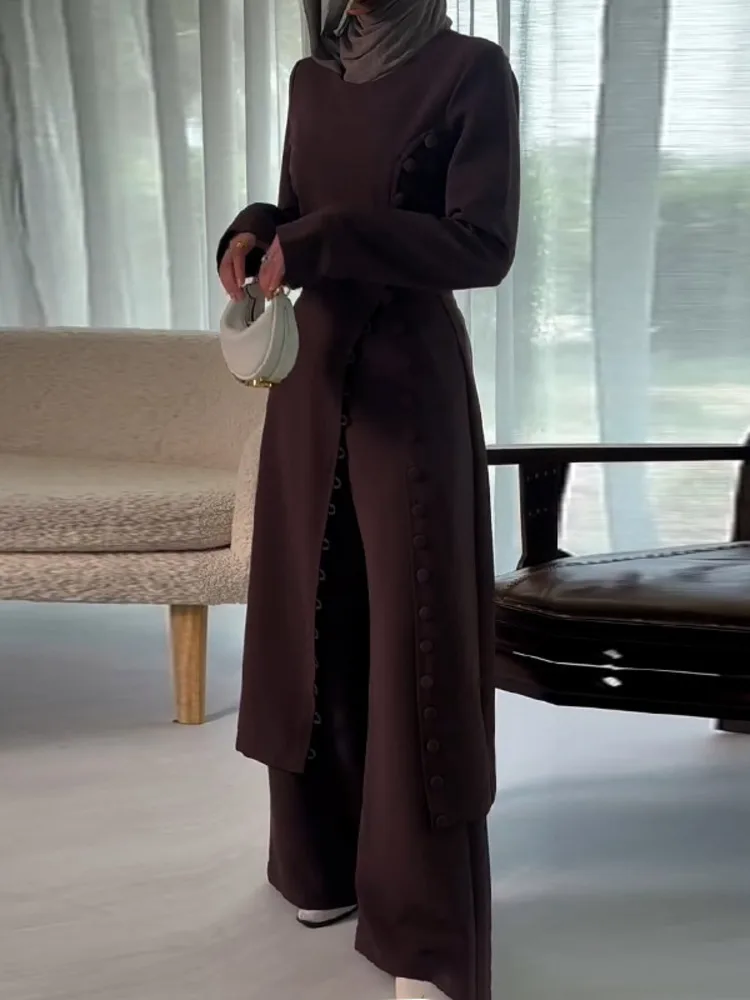 DFDG Conjunto de falda midi con bata minimalista de color puro para mujer, ropa de salón cómoda y elegante, ligera, diaria, primavera y verano 2025