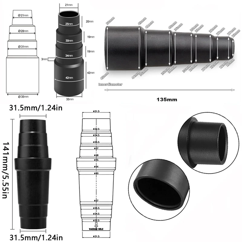 Набор из 3 адаптеров для шлангов Универсальный-резиновый адаптер для пылесоса, адаптер для пылесоса-редуктор для шланга