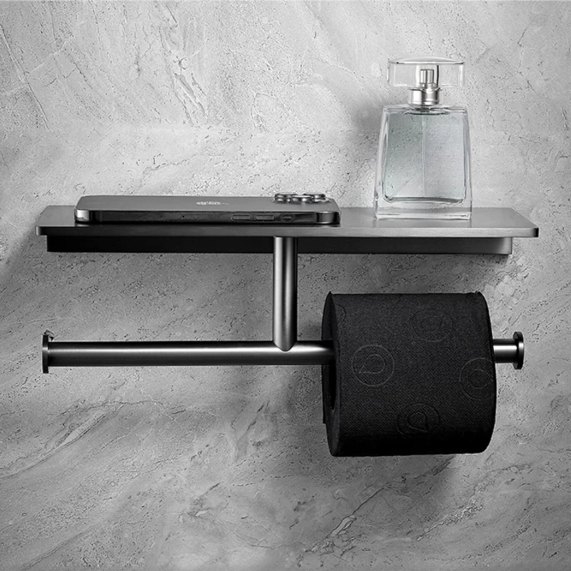 Toilet wall mounted storage tissue holder, all copper square toilet paper holder, toilet roll paper holder